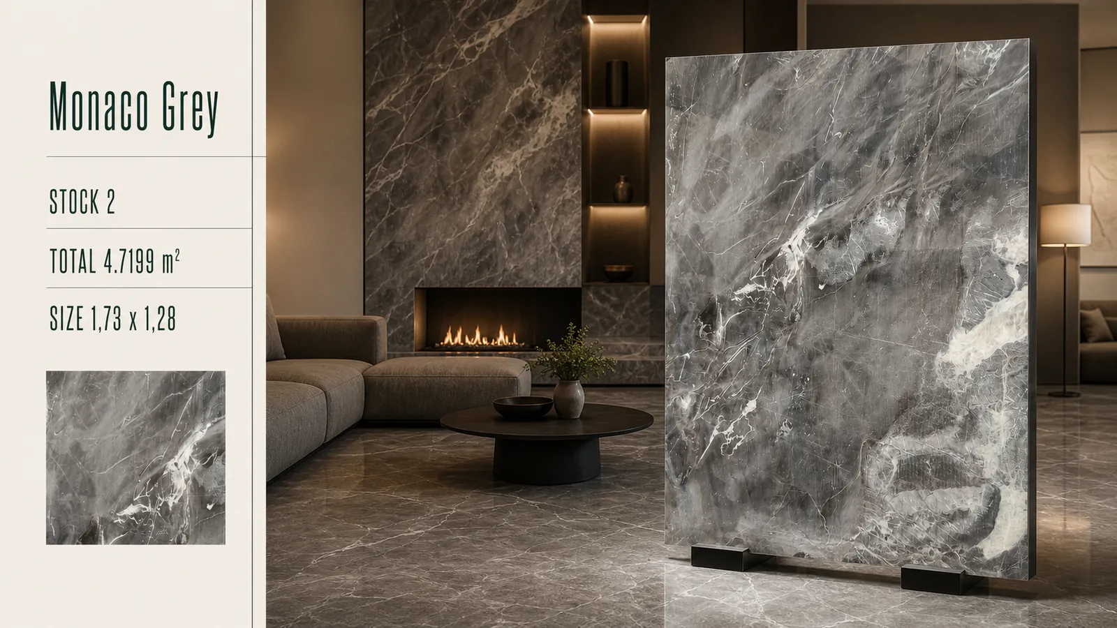 Monaco Grey pada foto material atau aplikasi